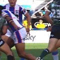 Jacob Saifiti was resigned to his fate after this horror shot on Warriors winger Luke Laulilii.