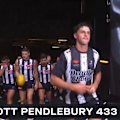 Scott Pendlebury runs out onto the MCG for his record breaking 433rd AFL game.