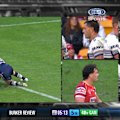 Herbie Farnworth is denied a try by the Bunker after going agonisingly close to the line. 