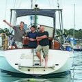 From left, Matthew Evans, Ross O'Meara and Nick Haddow set off on their adventure around Tasmania.