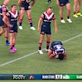 David Fifita is penalised for hitting Robert Toia high.