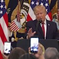 Donald Trump has told a crowd that there were holes on his ballroom construction site so big that "only a Hispanic could survive that fall".