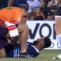 Payne Haas was ruled out of the Broncos' clash with the Tigers late in the first half after suffering a suspected knee injury.