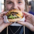 The burger, held here by unofficial burger model Lauren Clements.