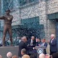 The unveiling of baseball Hall of Famer Ichiro Suzuki's statue led to the bat on the statue breaking.