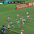 Titans halfback Zane Harrison throws a perfect cut-out pass to Phillip Sami for a try.