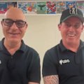 Commentator David Basheer reacts to his viral World Cup moment with Socceroo Awer Mabil.