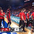 Jo Lual-Acuil becomes the latest NBL star to go down with injury, spotted with ice on his lower-leg.
