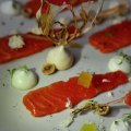 FOOD AND WINE: Sage Restaurant review, Gorman House, Braddon.  Cured ocean trout: Horseradish meringue,fennel, charred leek and hazelnut. 6th June 2013.Photo by MELISSA ADAMS of The Canberra Times..