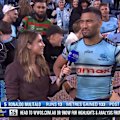 Ronaldo Mulitalo delivers a parting shot to Cowboys rival Reed Mahoney after the elimination final.
