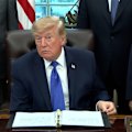 During a press conference in which says tariffs are responsible for high steel prices, US President Donald Trump announces a new multi-billion-dollar steel plant in Iowa.