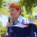 Pauline Hanson addressed a March For Australia crowd in Brisbane.