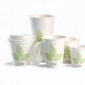 BioPak's leaf cups are made with paper coated with Ingeo bioplastic