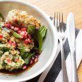 Fish Kefta with baba ghanoush, mint and pomegranate at Kepos St Kitchen, Redfern.