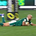 Jamison Gibson-Park scored a contentions try on the stroke of half time off the back of a contentious pass.