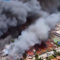 A tourist has died in a huge fire at a luxury Carribean hotel.