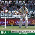 Marnus Labuschagne is dismissed for a five-ball duck on day two of the third Test against South Africa.