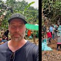 South-East Asia correspondent Zach Hope tackles the steep terrain on the remote trail to find the people trapped in flooded Laos cave.