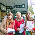 Anti-McDonald's campaigners Karen Throssell with Sharon Moore and Angie Dawson.