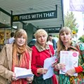 Anti-McDonald's campaigners Karen Throssell with Sharon Moore and Angie Dawson.