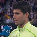 Carlos Alcaraz speaks to Nine's Jim Courier after his incredible semi-final victory.