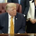 Donald Trump has berated a reporter who asked him a question at an Oval Office event.