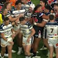 Cowboys forward Jason Taumalolo is sin binned for a dangerous tackle against the Warriors.