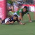 The Sea Eagles run in an amazing try late in their clash with the Raiders at Brookvale Oval to set up a thrilling finish.