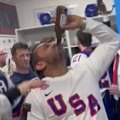 The champion USA men's hockey team are joined by a special guest, FBI director Kash Patel.