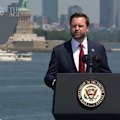 US vice president JD Vance speaks aboard USS Kearsage.