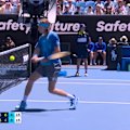 Fiery Russian player Andrey Rublev smacks the ball into the net as he narrowly avoids a loss to an underdog.