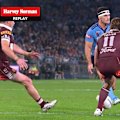 Nathan Cleary grubbers in behind the defence for Hudson Young to score.