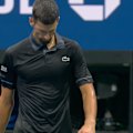 A fired up Mariano Navone smells an upset after winning the first set against Novak Djokovic in a tiebreaker.