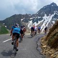 Cyclists enjoying the thrill of descent down Alpe-d'Huez.