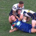 Broncos star Patrick Carrigan faces a nervous wait after a crusher tackle on James Fisher-Harris.