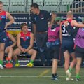 Melbourne defender Harrison Petty has had to be helped from the ground after an innocuous moment.