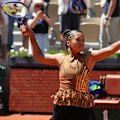 Naomi Osaka’s taste for fashion was in the spotlight again at Roland-Garros, as the tennis star walked onto court in a ceremonial black skirt and sleeveless beaded bodice.