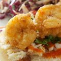 Toasted po'boy with prawns and rockling.