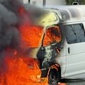 An elderly driver is lucky to be alive after his van burst into flames in Myaree, with Bunnings staff rushing to help.