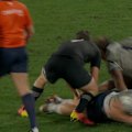 Italy lock Niccolo Cannone is sent off for a headbutt on All Blacks halfback Cam Roigard.