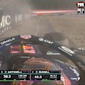 Mercedes' George Russell is able to take pole for the Austrian Grand prix, as Max Verstappen crashes into the barriers at the last moment of the session.
