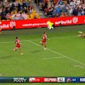 Dolphins winger Tevita Naufahu chases down a runaway Cody Ramsey to stop a certain try.