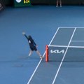 An Australian Open ballkid makes a marvellous catch during Elina Svitolina and Mirra Andreeva's fourth-round match.