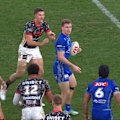 Lachlan Galvin gives his captain Stephen Crichton a spray after a mix-up.
