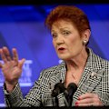 One Nation leader Pauline Hanson became emotional while talking about children going to school hungry and families going without meals in a speech to the National Press Club.