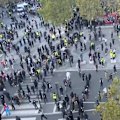 Violent clashes, fires and looting marred demonstrations in France as hundreds of thousands of people marched against rising living costs and school conditions.