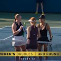 Hao-Ching Chan walks away from the net to avoid shaking hands with Jeļena Ostapenko after she and doubles teammate Maya Joint lost at the US Open.
