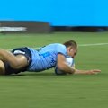 The Canberra crowd boos as Joey Walton strolls over to score for the Waratahs.
