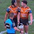 Heath Mason is sent in the sin bin after he stuck his arm out and obstructed Jamal Fogarty.