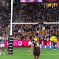 Reece Walsh's goal from right in front is waved away by the touchjudges, before the Bunker intervenes.